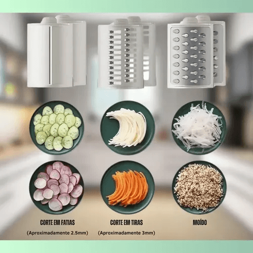 Cortador Elétrico Automático De Vegetais Ralador 3 Lâminas