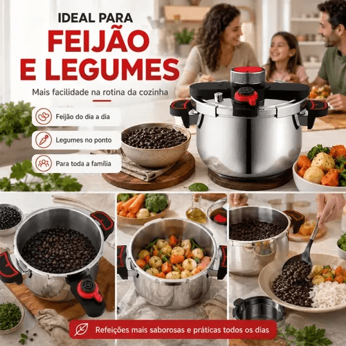 Panela De Pressão Indução E Gás De Aço Inoxidável 5 Litros